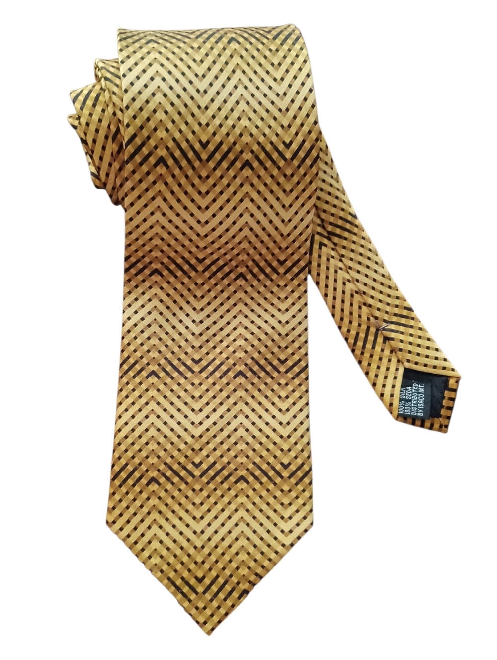 Men's Gold Silk Tie - Picture 2 of 6